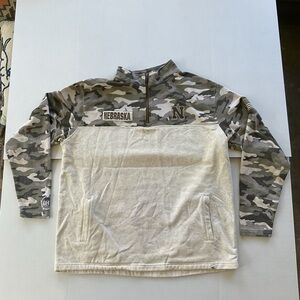 Colosseum Nebraska Cornhuskers Tan Green Camouflage Quarter-Zip Sweatshirt